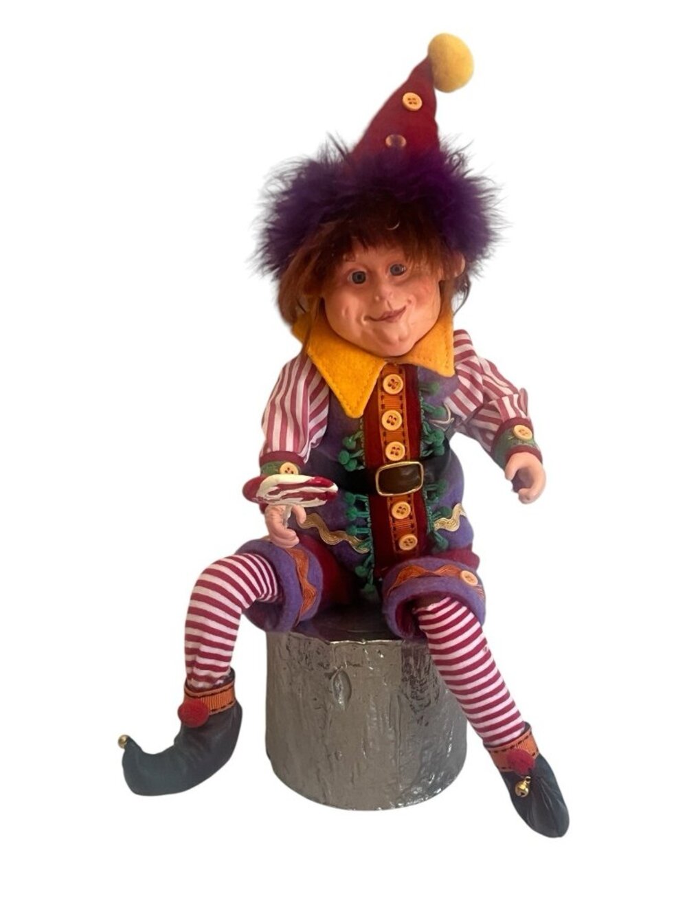 vintage Jester Clown Elf Doll Katherine's Sitting Shelf Sitter 15" Kleski - Picture 3 of 12